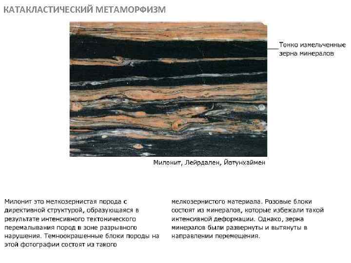 КАТАКЛАСТИЧЕСКИЙ МЕТАМОРФИЗМ МЕТАОРФИЧЕСКИЕ ПОРОДЫ 