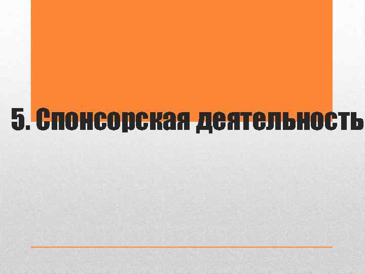5. Спонсорская деятельность 