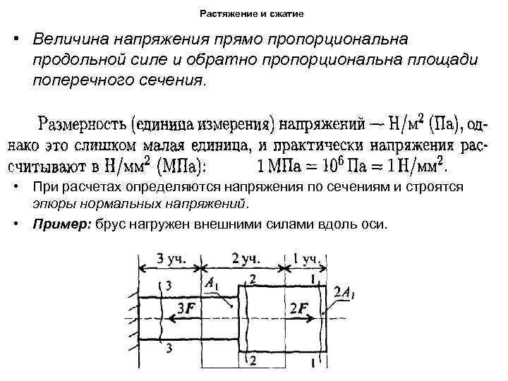 Величина сжатия. Продольные силы техническая механика. Площадь поперечного сечения бруса. Поперечное сечение на сжатие. Напряжение в сечениях бруса обратно пропорционально.