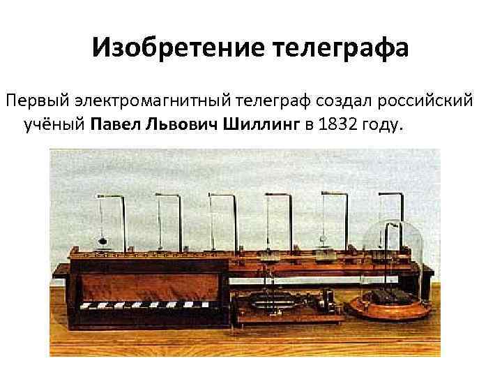 Изобретение телеграфа год. Электромагнитный Телеграф (1832) Павел Львович шиллинг. Первый Телеграф Павел Львович шиллинг в 1832 году.. Первый электромагнитный Телеграф создал российский ученый в 1832 году. Изобретение телеграфа (1832).