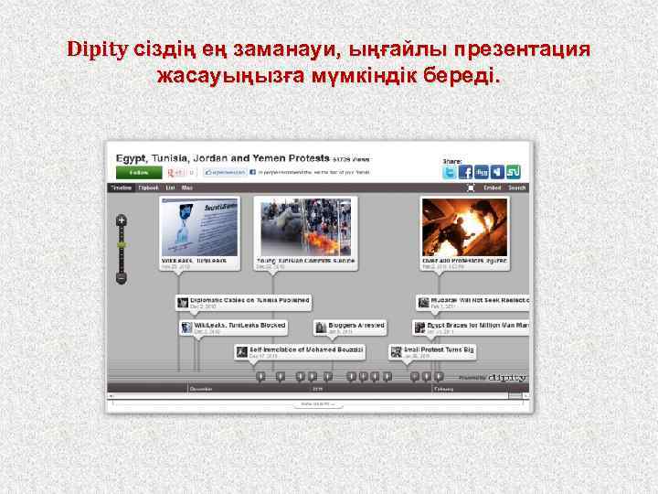 Dipity сіздің ең заманауи, ыңғайлы презентация жасауыңызға мүмкіндік береді. 