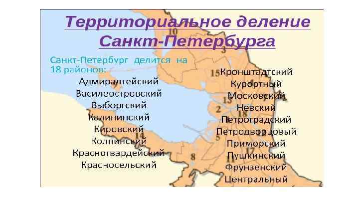 Деление санкт петербурга на районы карта