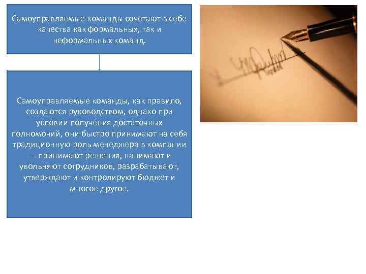 Самоуправляемые команды сочетают в себе качества как формальных, так и неформальных команд. Самоуправляемые команды,