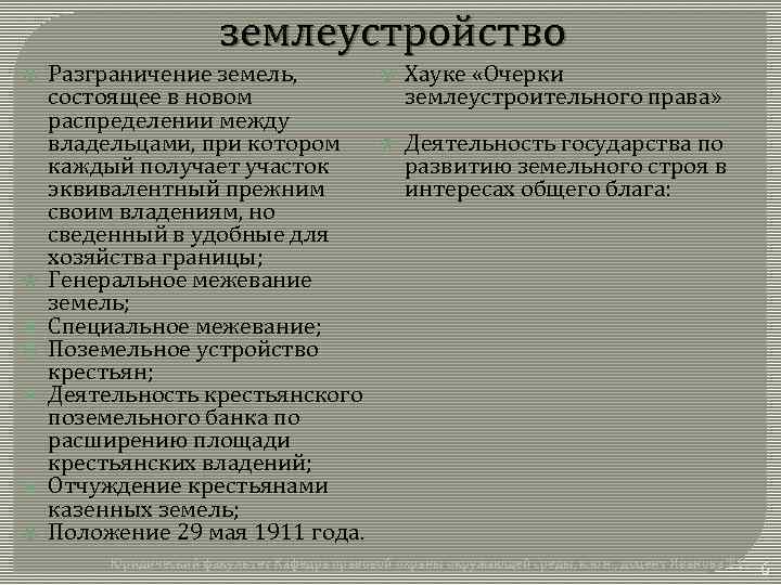 землеустройство Разграничение земель, состоящее в новом распределении между владельцами, при котором каждый получает участок