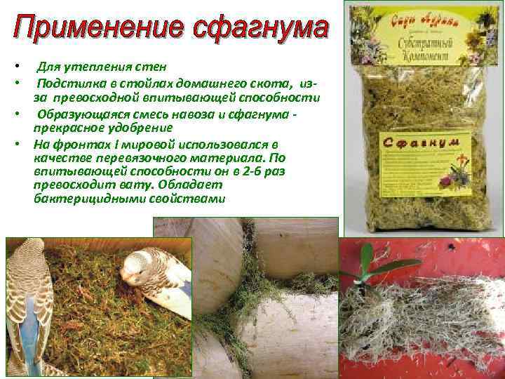 Для утепления стен Подстилка в стойлах домашнего скота, изза превосходной впитывающей способности • Образующаяся