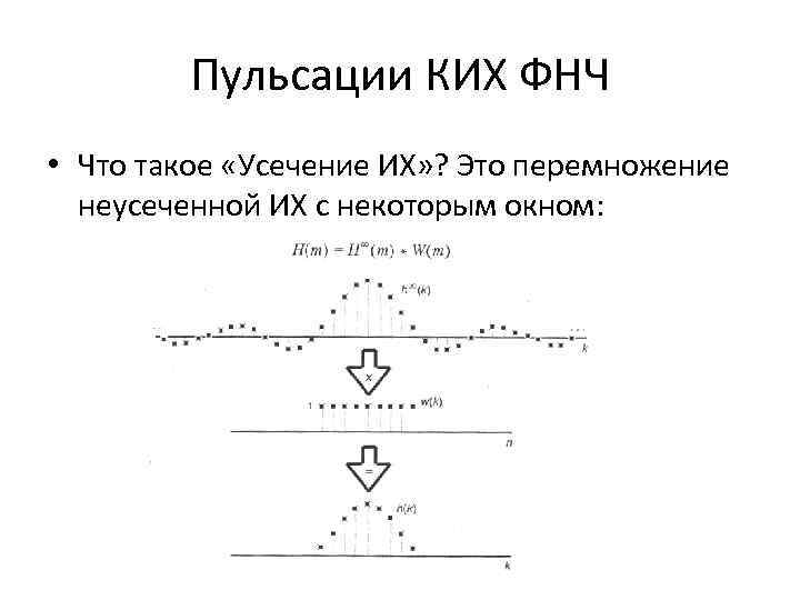 Пульсации КИХ ФНЧ • Что такое «Усечение ИХ» ? Это перемножение неусеченной ИХ с