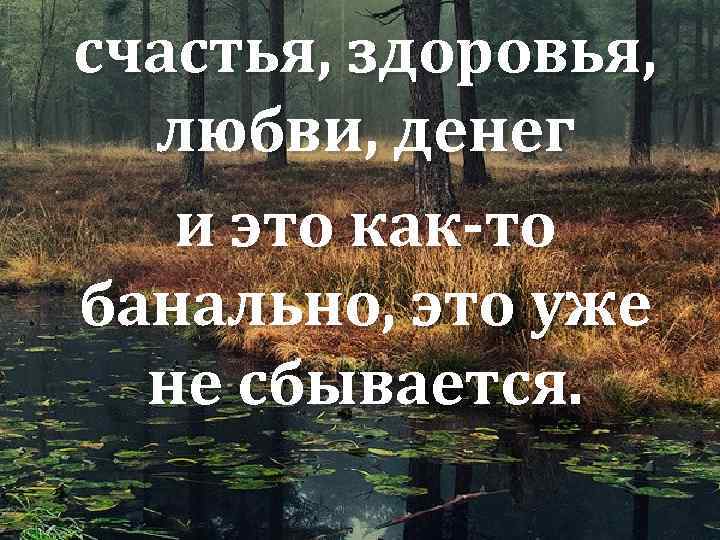 счастья, здоровья, любви, денег и это как-то банально, это уже не сбывается. 