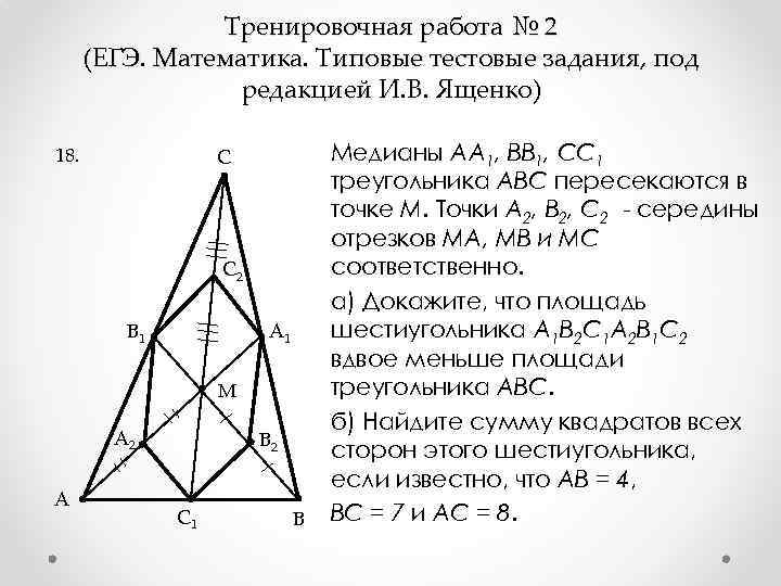 Тренировочная работа № 2 (ЕГЭ. Математика. Типовые тестовые задания, под редакцией И. В. Ященко)
