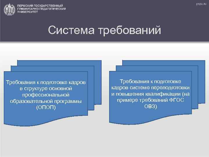 Система требований Требования к подготовке кадров в структуре основной профессиональной образовательной программы (ОПОП) Требования