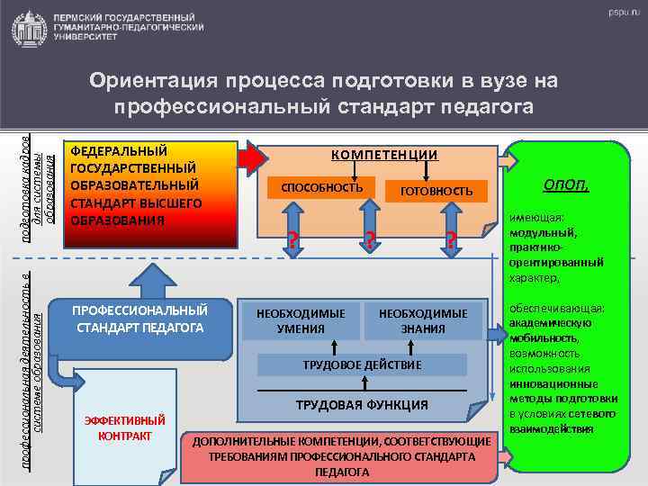 профессиональная деятельность в системе образования подготовка кадров для системы образования Ориентация процесса подготовки в