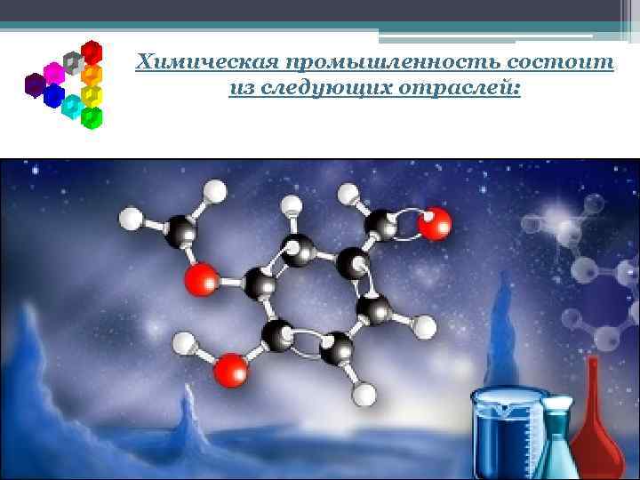 Химическая промышленность состоит из следующих отраслей: 