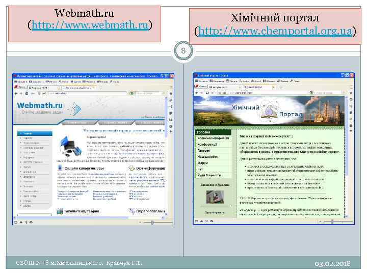 Webmath. ru (http: //www. webmath. ru) Хімічний портал (http: //www. chemportal. org. ua) 8