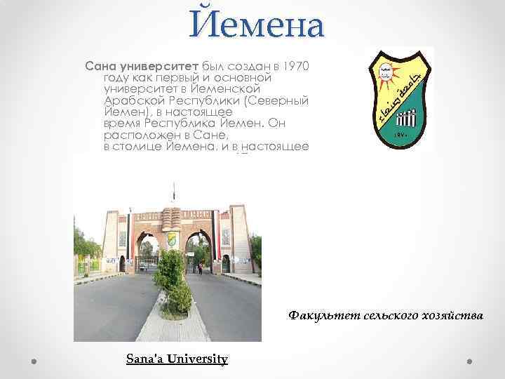  Йемена Сана университет был создан в 1970 году как первый и основной университет