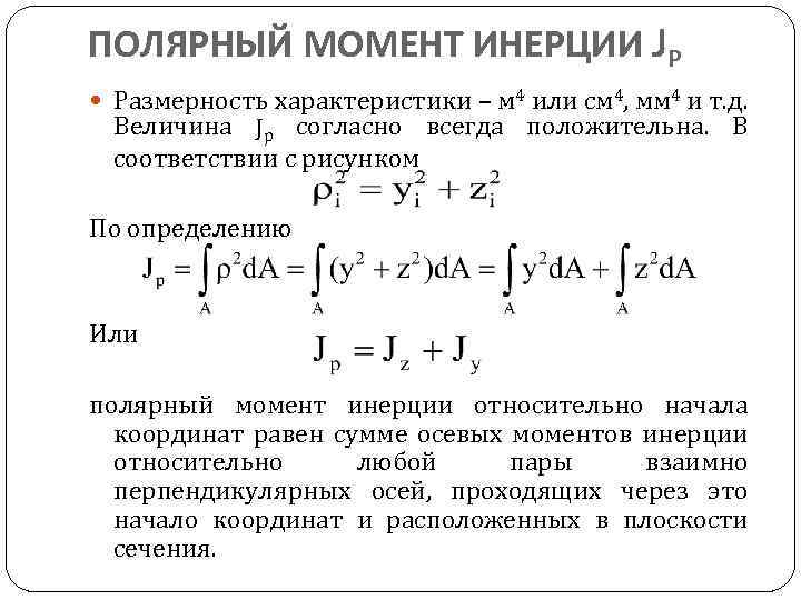 Осевые полярные моменты инерции