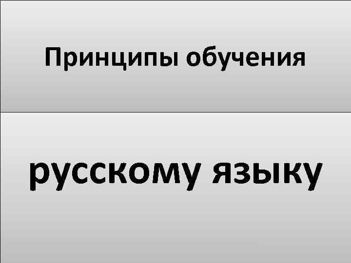 Принципы обучения русскому языку 