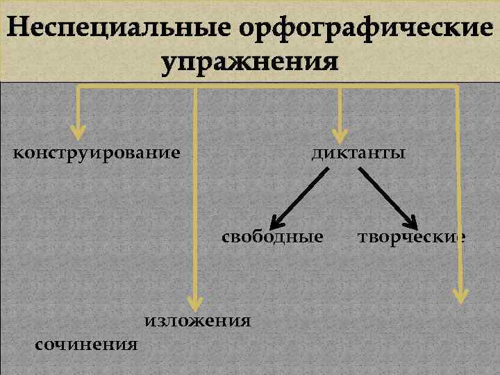 Неспециальные орфографические упражнения конструирование диктанты свободные изложения сочинения творческие 