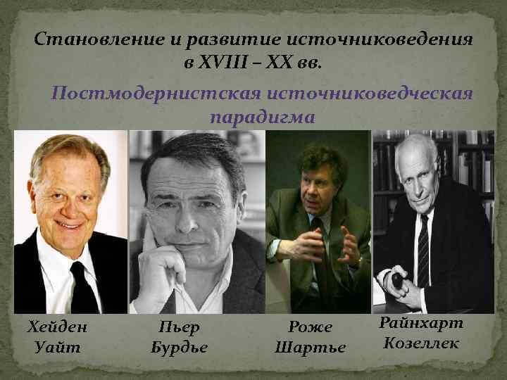 Становление и развитие источниковедения в XVIII – XX вв. Постмодернистская источниковедческая парадигма Хейден Уайт