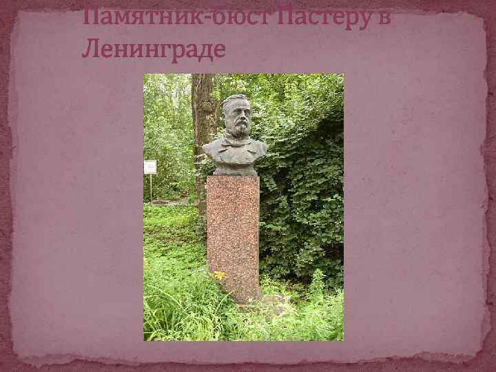 Памятник-бюст Пастеру в Ленинграде 