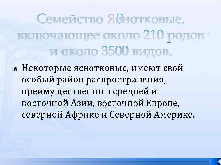 Семейство Яснотковые, включающее около 210 родов и около 3500 видов. Некоторые яснотковые, имеют свой