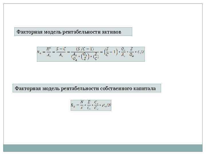 Факторная модель рентабельности активов Факторная модель рентабельности собственного капитала 