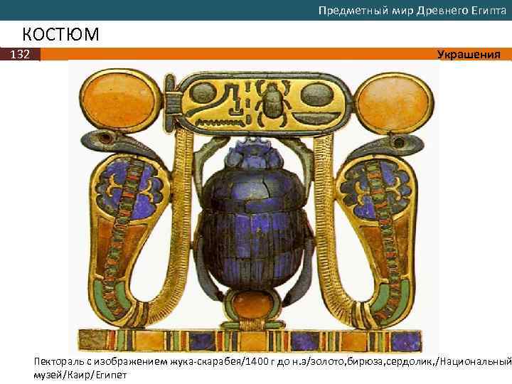 Предметный мир Древнего Египта КОСТЮМ 132 Украшения Пектораль с изображением жука-скарабея/1400 г до н.