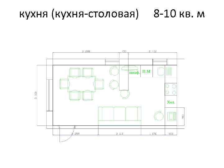 кухня (кухня-столовая) 8 -10 кв. м 