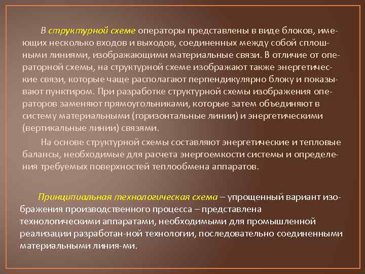 В структурной схеме операторы представлены в виде блоков, имеющих несколько входов и выходов, соединенных