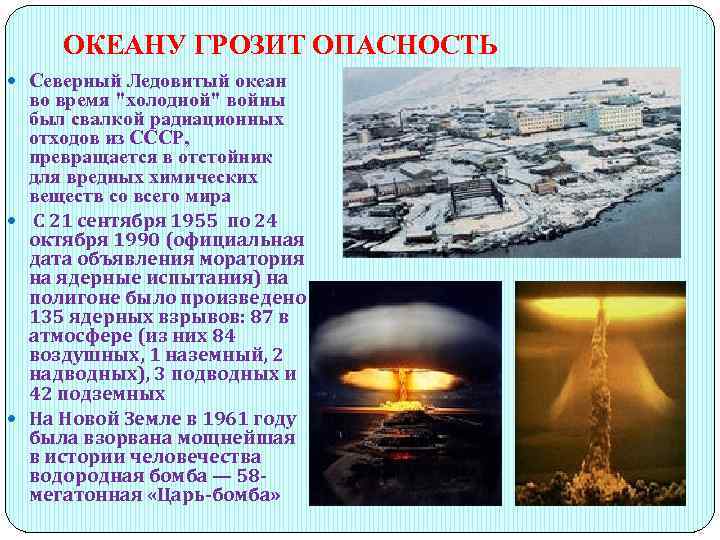 ОКЕАНУ ГРОЗИТ ОПАСНОСТЬ Северный Ледовитый океан во время 