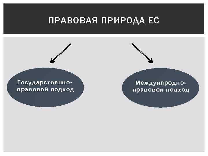 ПРАВОВАЯ ПРИРОДА ЕС Государственноправовой подход Международноправовой подход 
