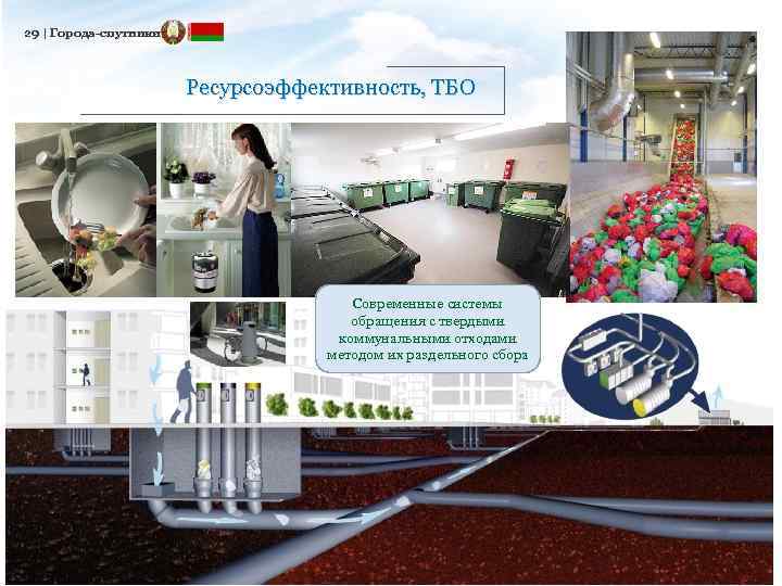 29 | Города-спутники Ресурсоэффективность, ТБО Современные системы обращения с твердыми коммунальными отходами методом их