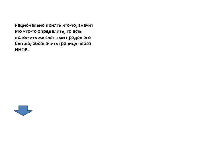 Рационально понять что-то, значит это что-то определить, то есть положить мысленный предел его бытию,