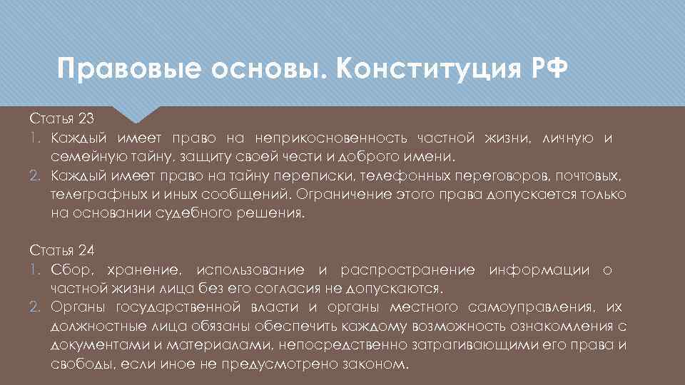 Неприкосновенность личной жизни статья конституции