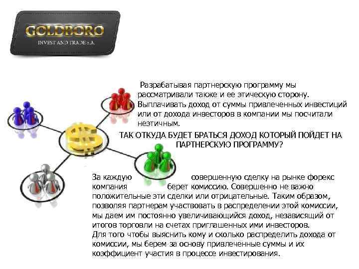 Партнерская программа Разрабатывая партнерскую программу мы рассматривали также и ее этическую сторону. Выплачивать доход