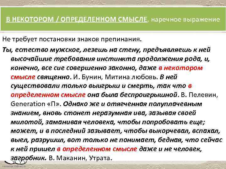 В НЕКОТОРОМ / ОПРЕДЕЛЕННОМ СМЫСЛЕ, наречное выражение Не требует постановки знаков препинания. Ты, естество