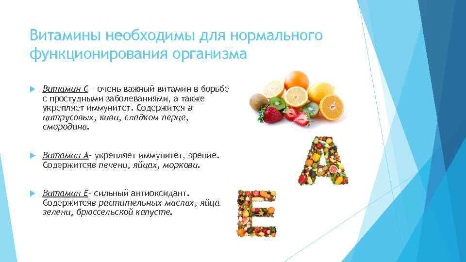 Витамины необходимы для нормального функционирования организма Витамин С— очень важный витамин в борьбе с