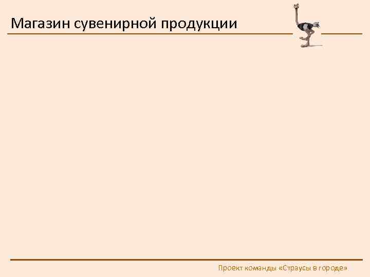 Магазин сувенирной продукции Проект команды «Страусы в городе» 