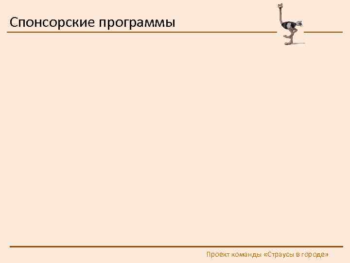 Спонсорские программы Проект команды «Страусы в городе» 