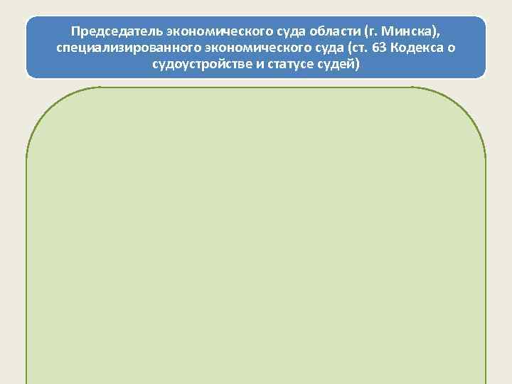 Председатель экономического суда области (г. Минска), специализированного экономического суда (ст. 63 Кодекса о судоустройстве