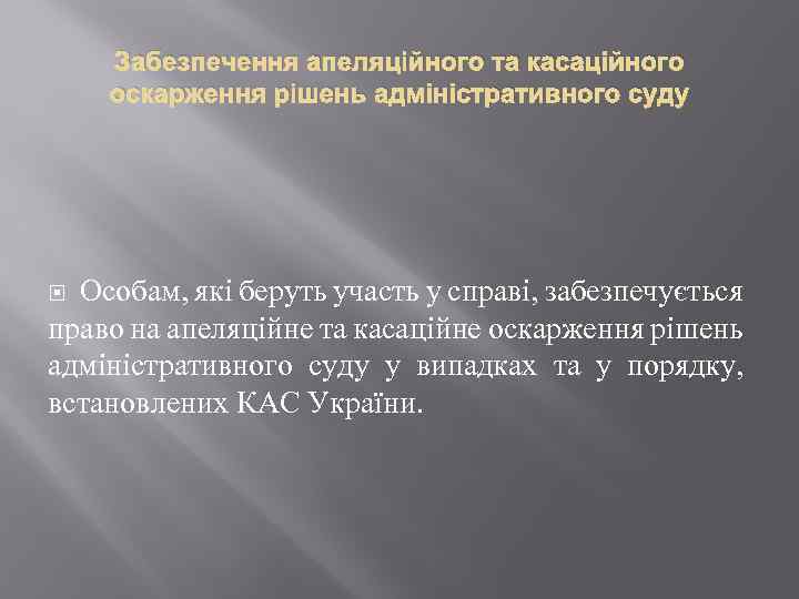 Забезпечення апеляційного та касаційного оскарження рішень адміністративного суду Особам, які беруть участь у справі,