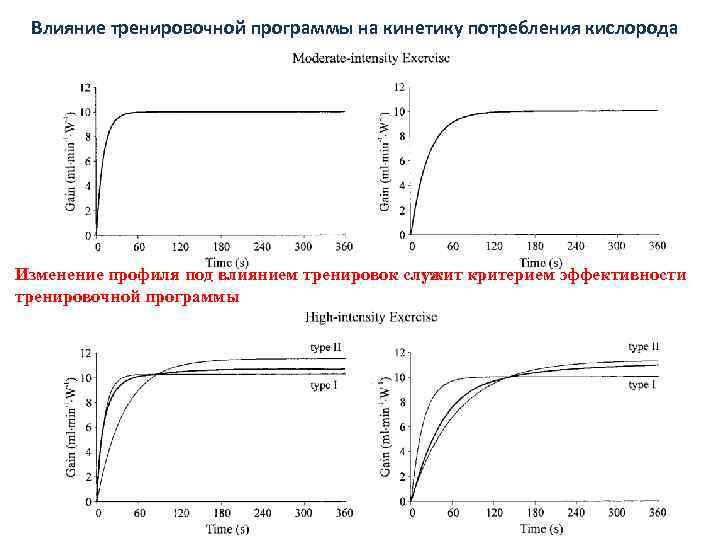 Влияние тренировочной программы на кинетику потребления кислорода Изменение профиля под влиянием тренировок служит критерием