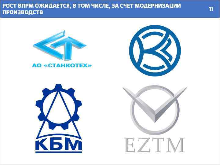 РОСТ ВПРМ ОЖИДАЕТСЯ, В ТОМ ЧИСЛЕ, ЗА СЧЕТ МОДЕРНИЗАЦИИ ПРОИЗВОДСТВ 11 