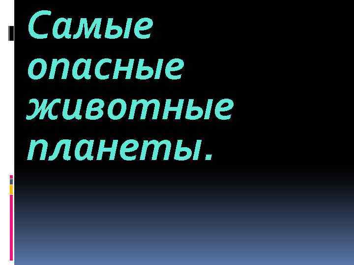 Самые опасные животные планеты. 