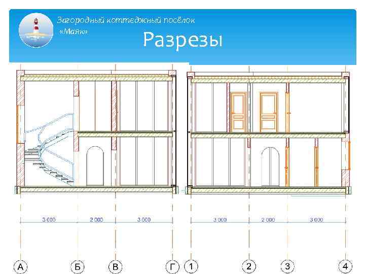 Загородный коттеджный посёлок «Маяк» Разрезы 