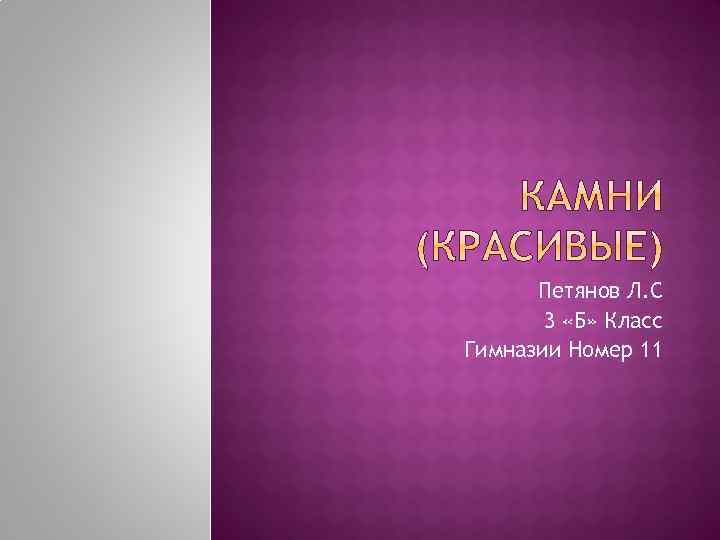 Петянов Л. С 3 «Б» Класс Гимназии Номер 11 