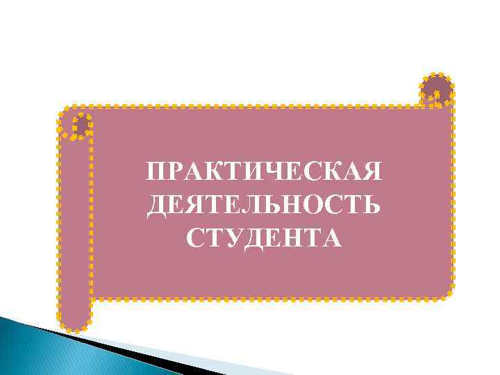ПРАКТИЧЕСКАЯ ДЕЯТЕЛЬНОСТЬ СТУДЕНТА 