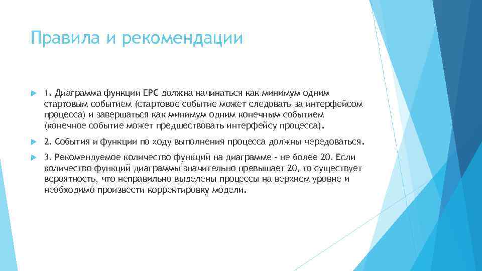 Правила и рекомендации 1. Диаграмма функции EPC должна начинаться как минимум одним стартовым событием