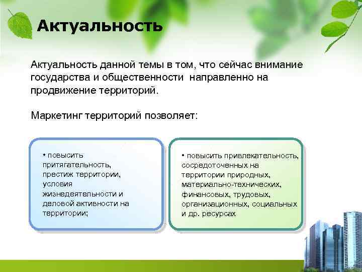 Актуальность данной темы в том, что сейчас внимание государства и общественности направленно на продвижение