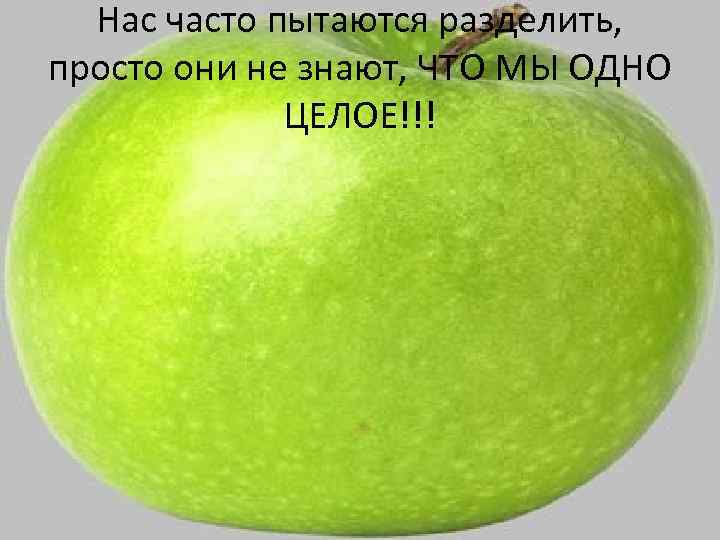 Нас часто пытаются разделить, просто они не знают, ЧТО МЫ ОДНО ЦЕЛОЕ!!! 