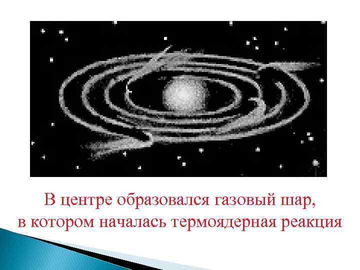 В центре образовался газовый шар, в котором началась термоядерная реакция 