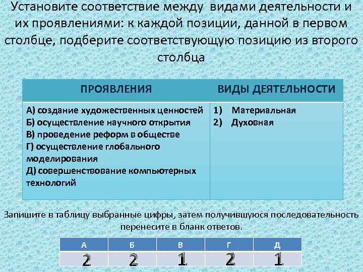 Установите соответствие между их